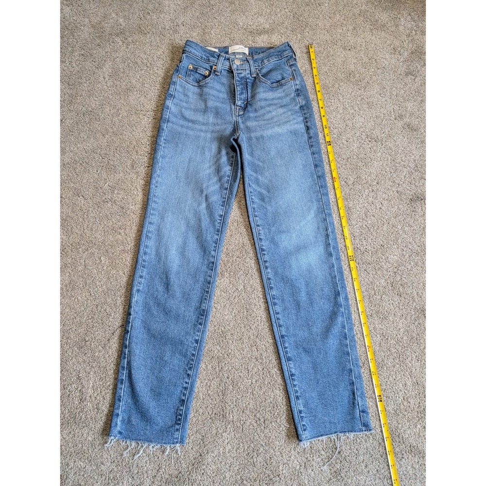 Universal Thread Mid Rise 80s Slim Jeans Medium Wash Raw Hem Button Fly 2/26